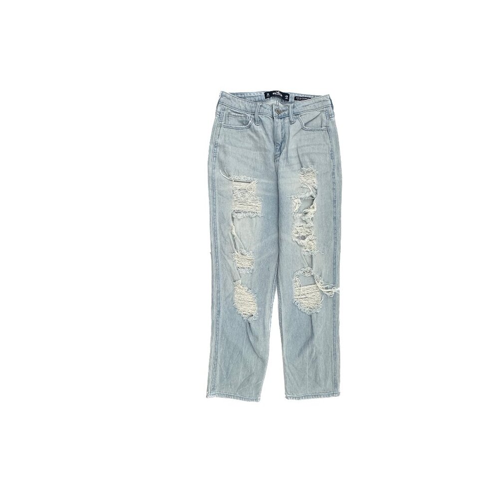 Hollister Ultra High Rise Mom Jean Distressed Women's size 3 Blue Denim Jeans